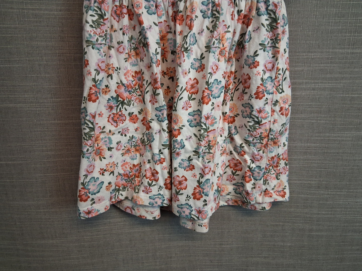 Next Girls Cream Floral Dress Short Sleeve Jersey Age 12-18 Months