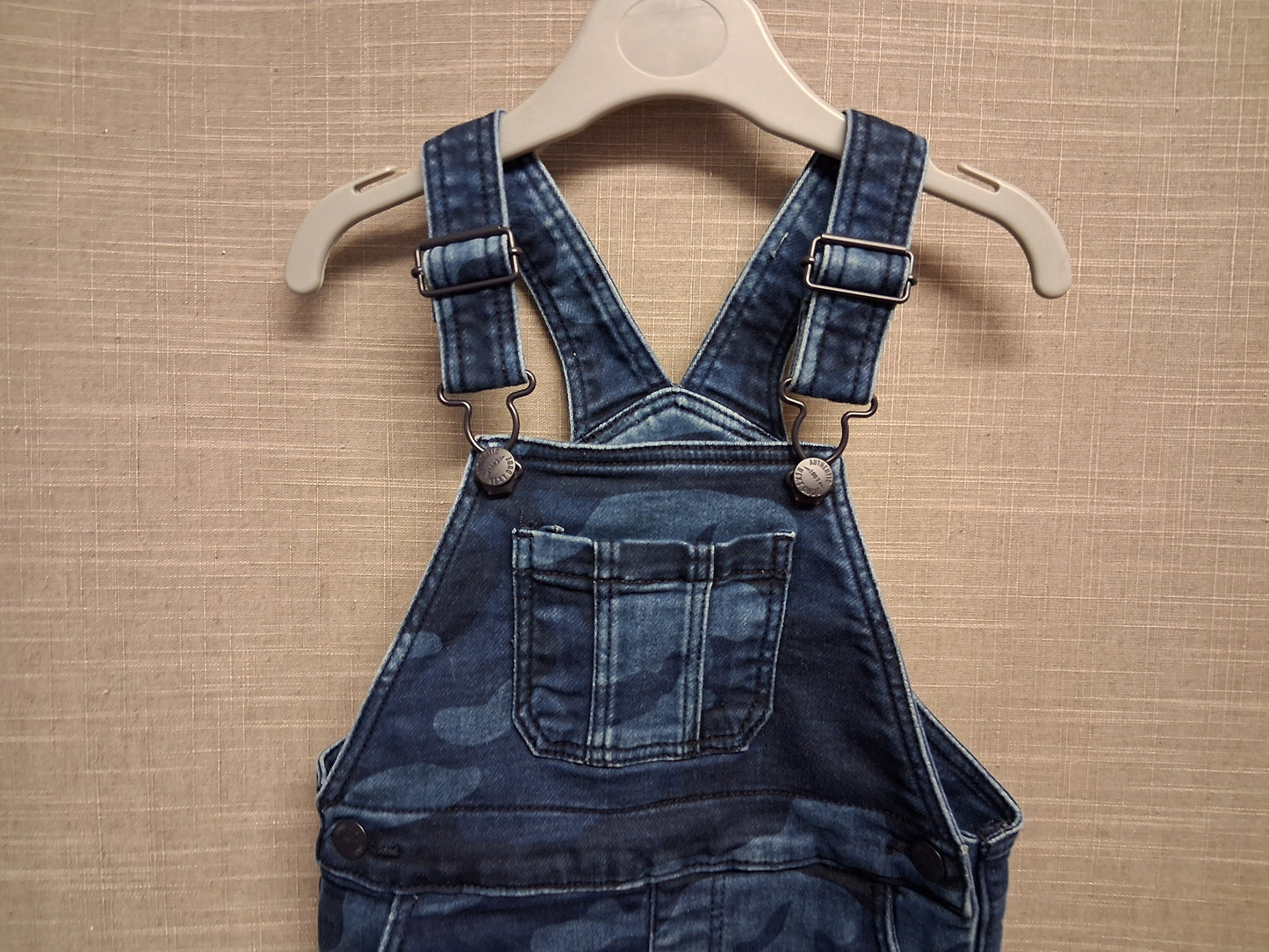 Next Boys Short Dungarees Blue Camouflage Age 2-3 Years