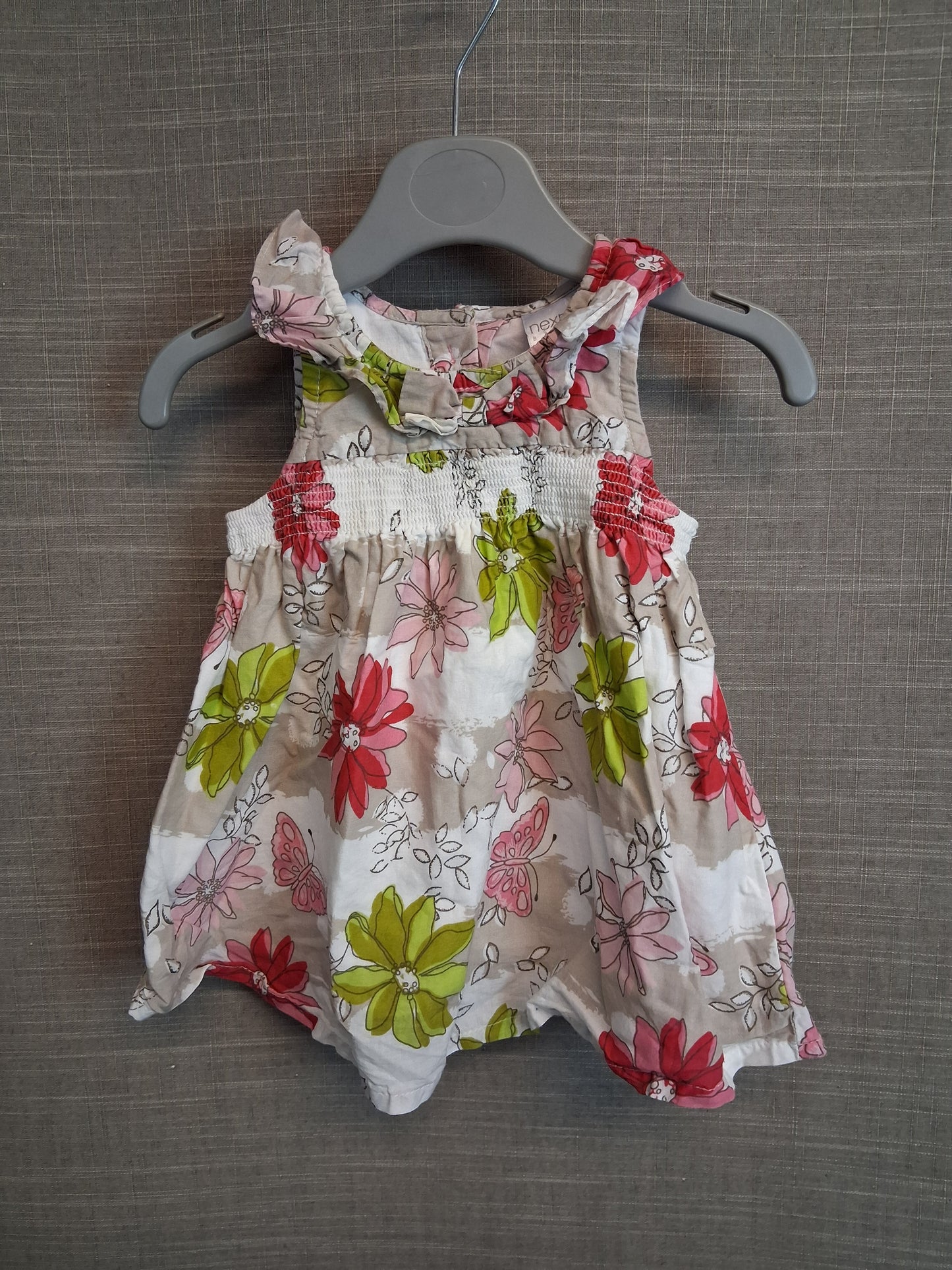 Next Girls Floral Multicolour Party Dress Sleeveless Button Back Age 0-3 Months
