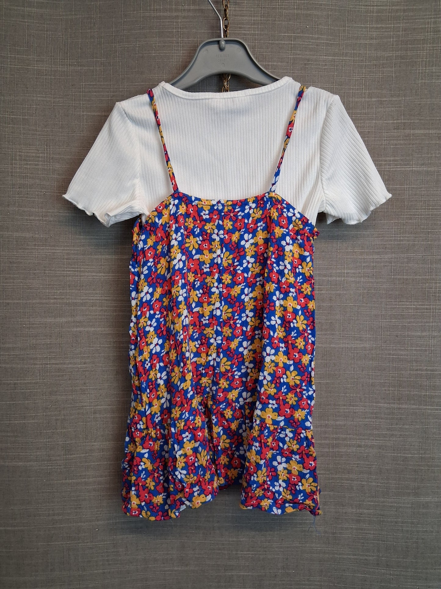 Primark Girls 2 Piece Outfit T-Shirt & Dress Multicolour Floral Age 3-4 Years