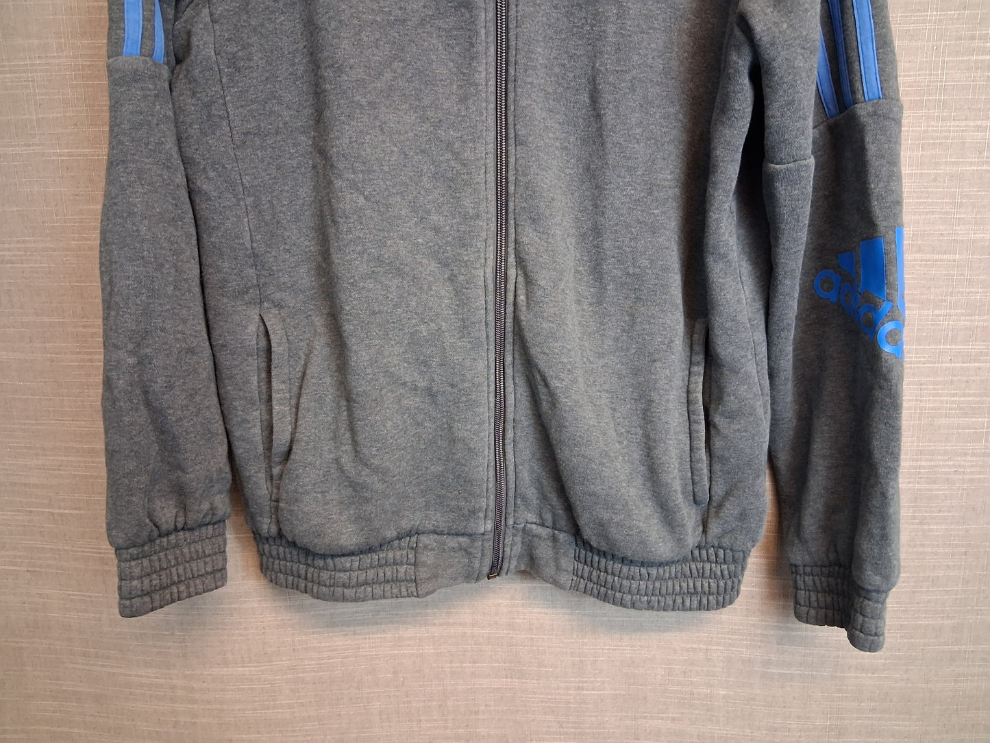 Adidas Boys Full Zip Hoodie Grey Age 13-14 Years