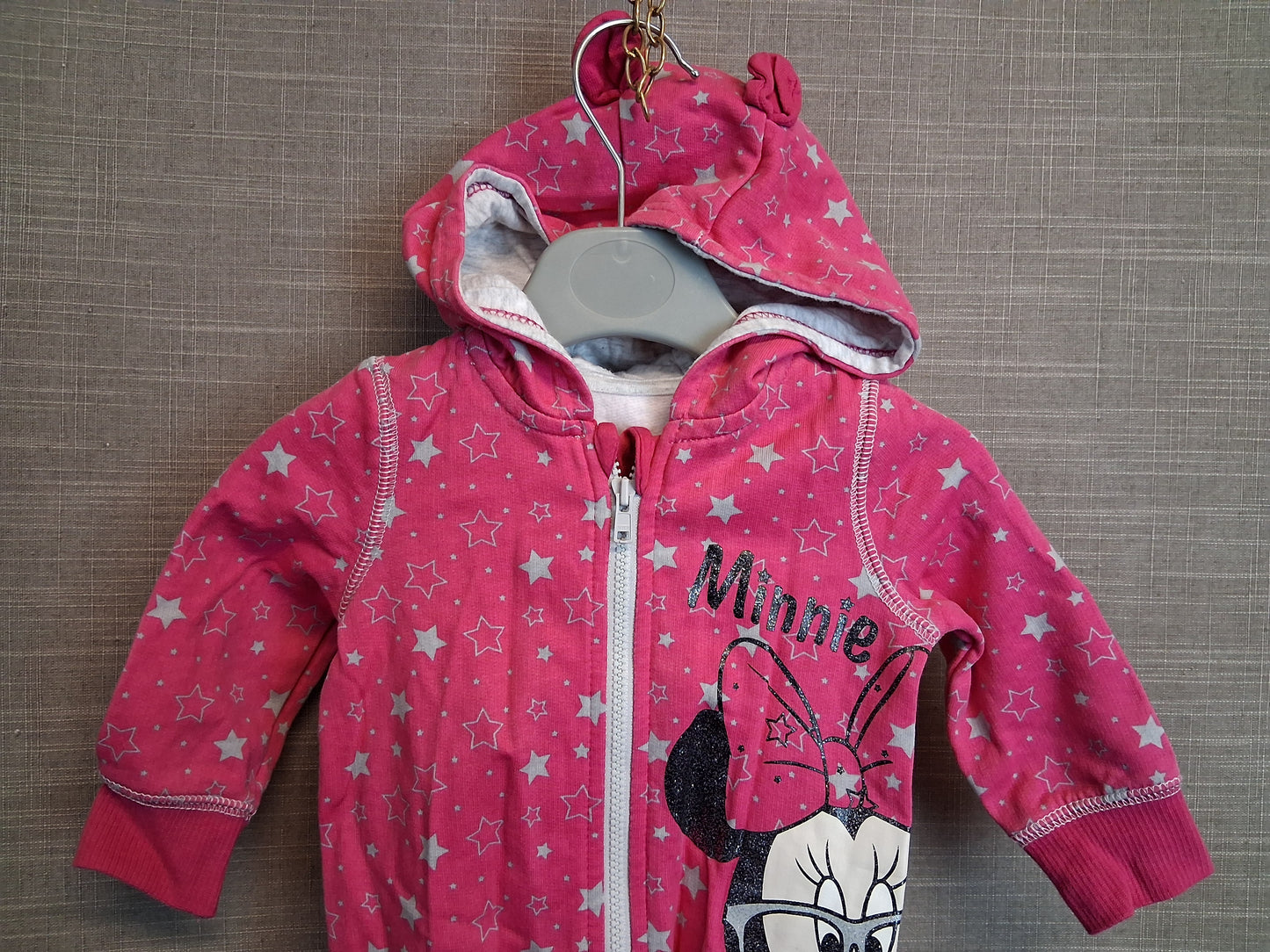 Disney Girls Minnie Mouse Pink All in One with Hood Age 3-6 months
