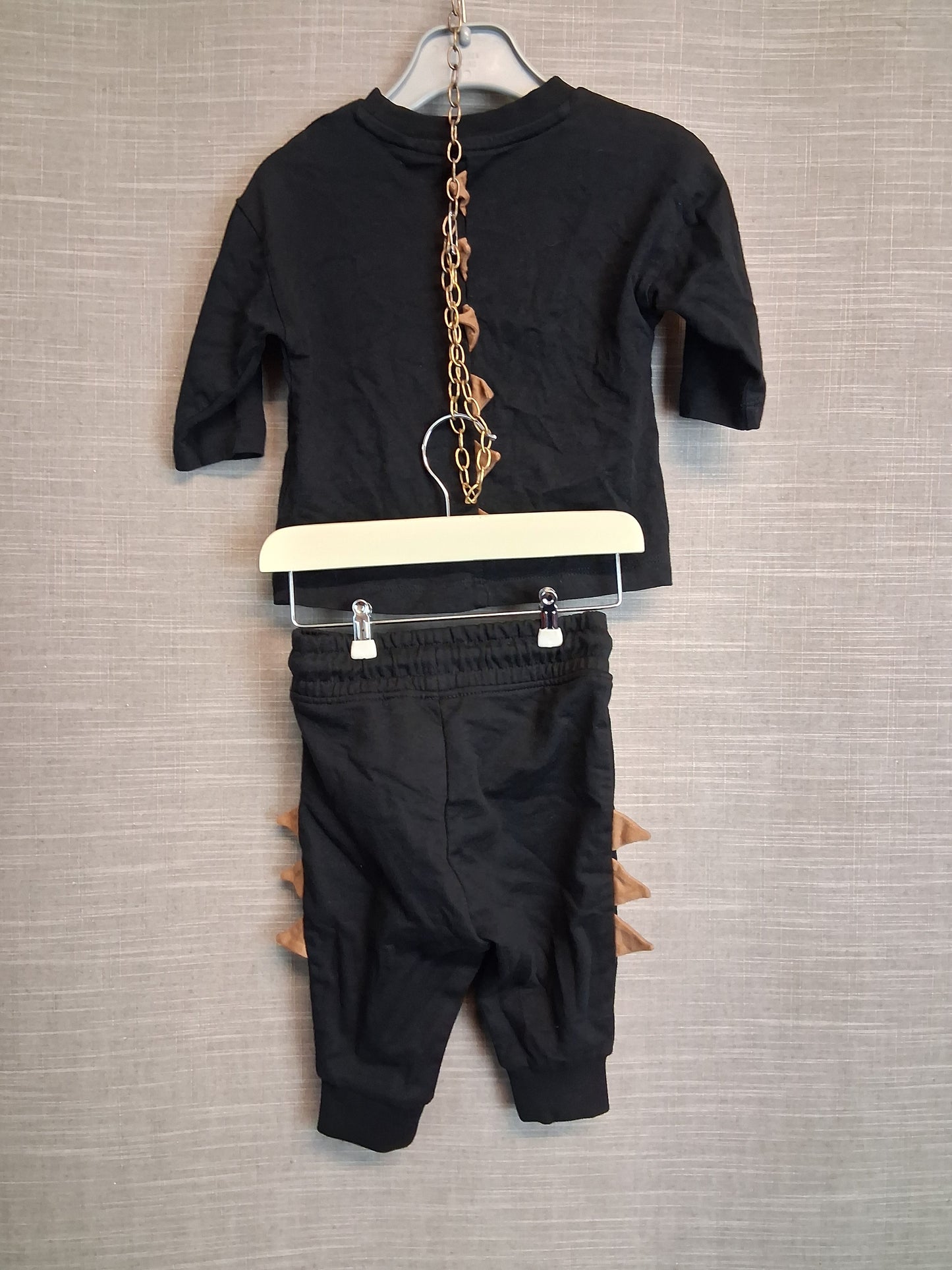 Next Boys 2 Piece Outfit Black Dinosaur Age 3-6 Months