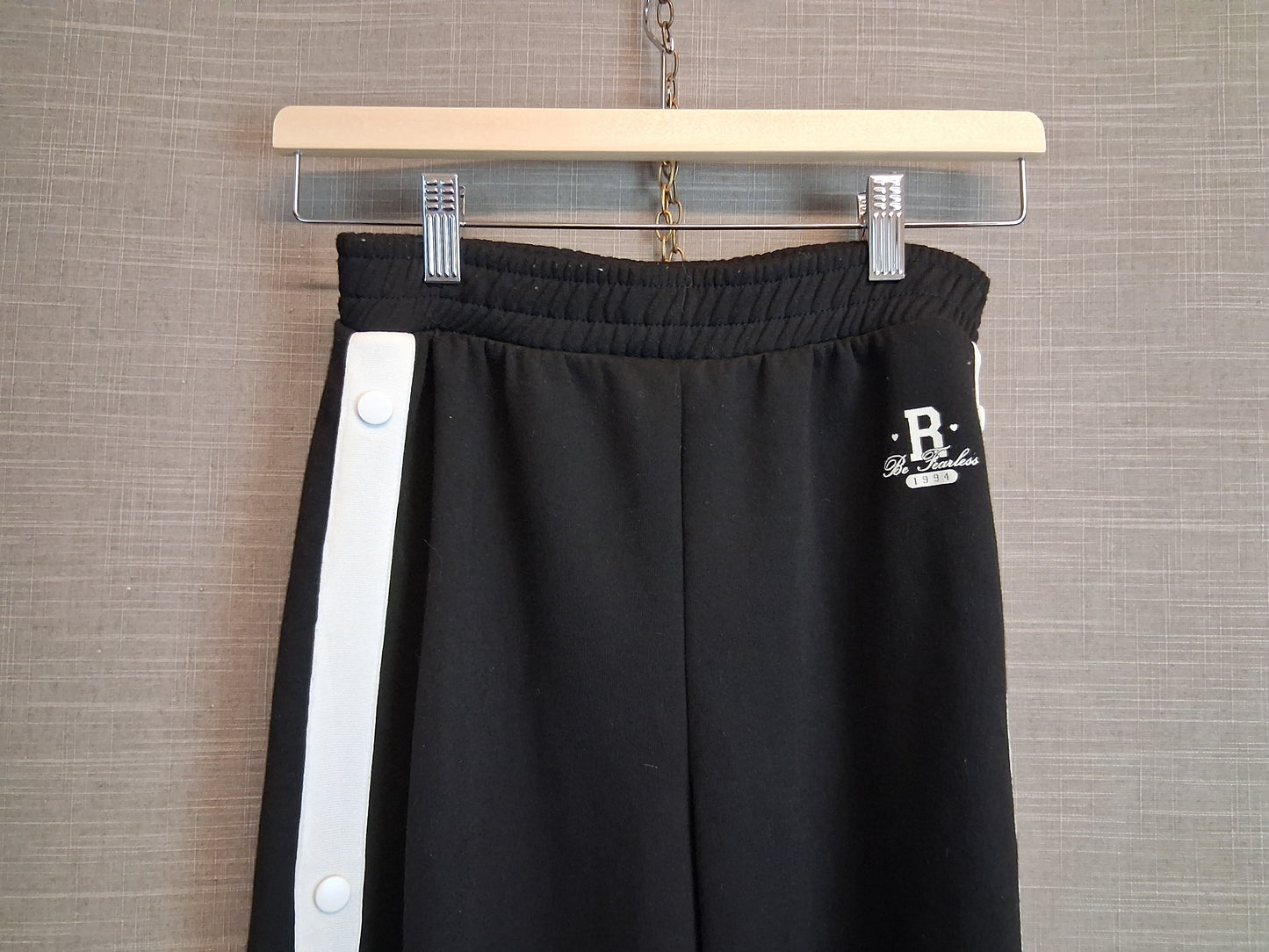 River Island Girls Black Joggers Faux Popper Sides Age 11-12 Years
