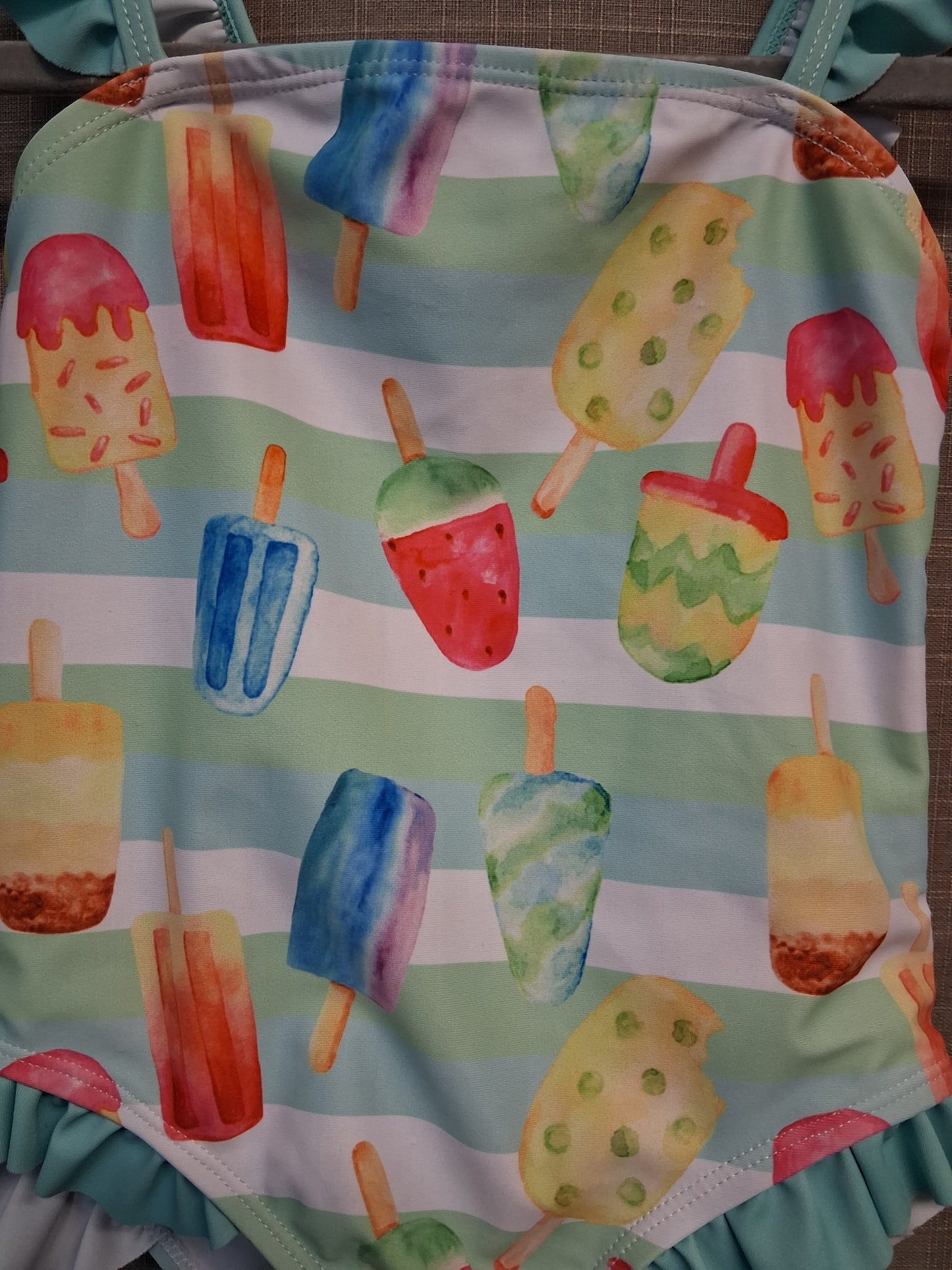 Shein Girls Ice Lolly Swimsuit One Piece Blue Age 4 Years