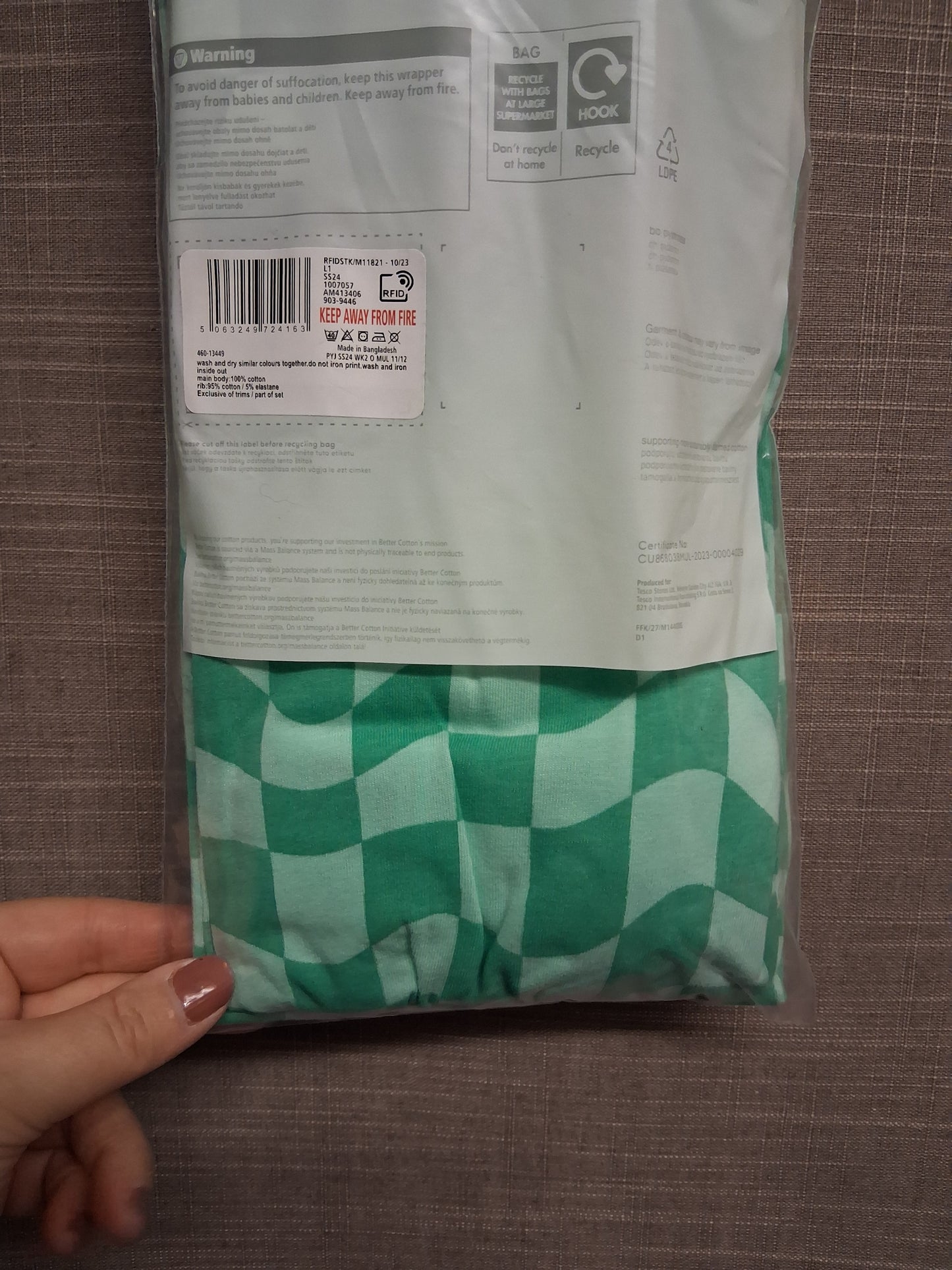 F&F Boys Green Check Pyjama PJs Shorts Set Age 11-12 Years New