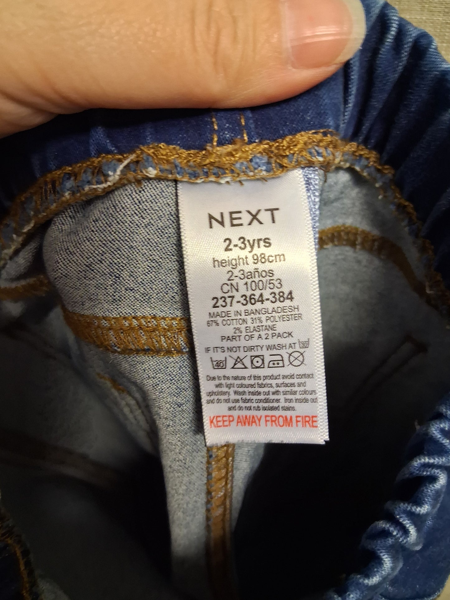 Next Girls Jegging Jeans Dark Blue Age 2-3 Years