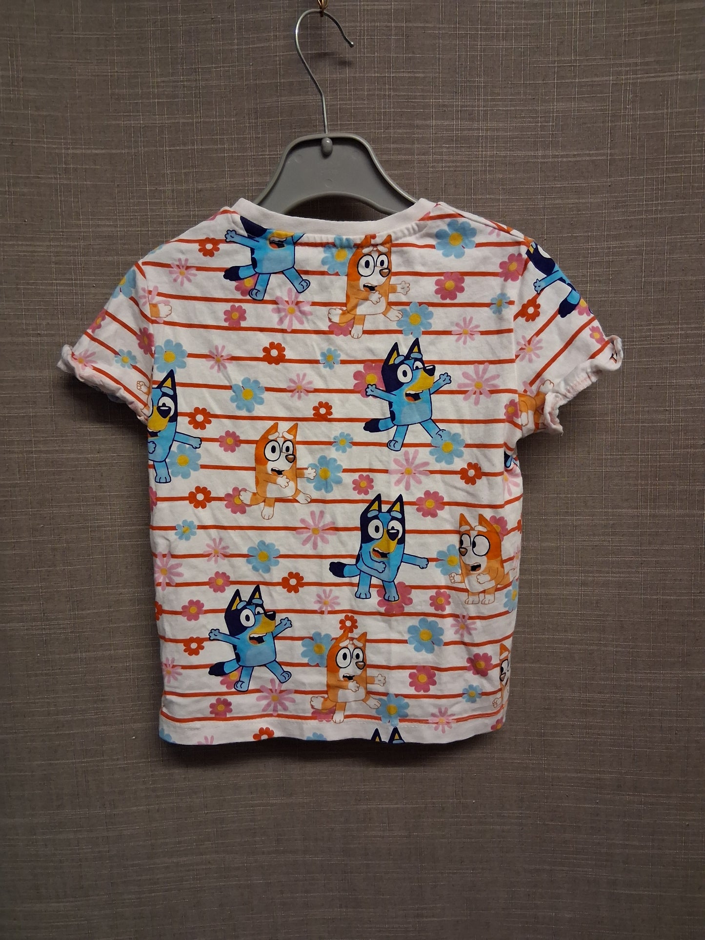 Nutmeg Girls Bluey Multicolour Striped Short Sleeve T-Shirt Age 18-24 Months
