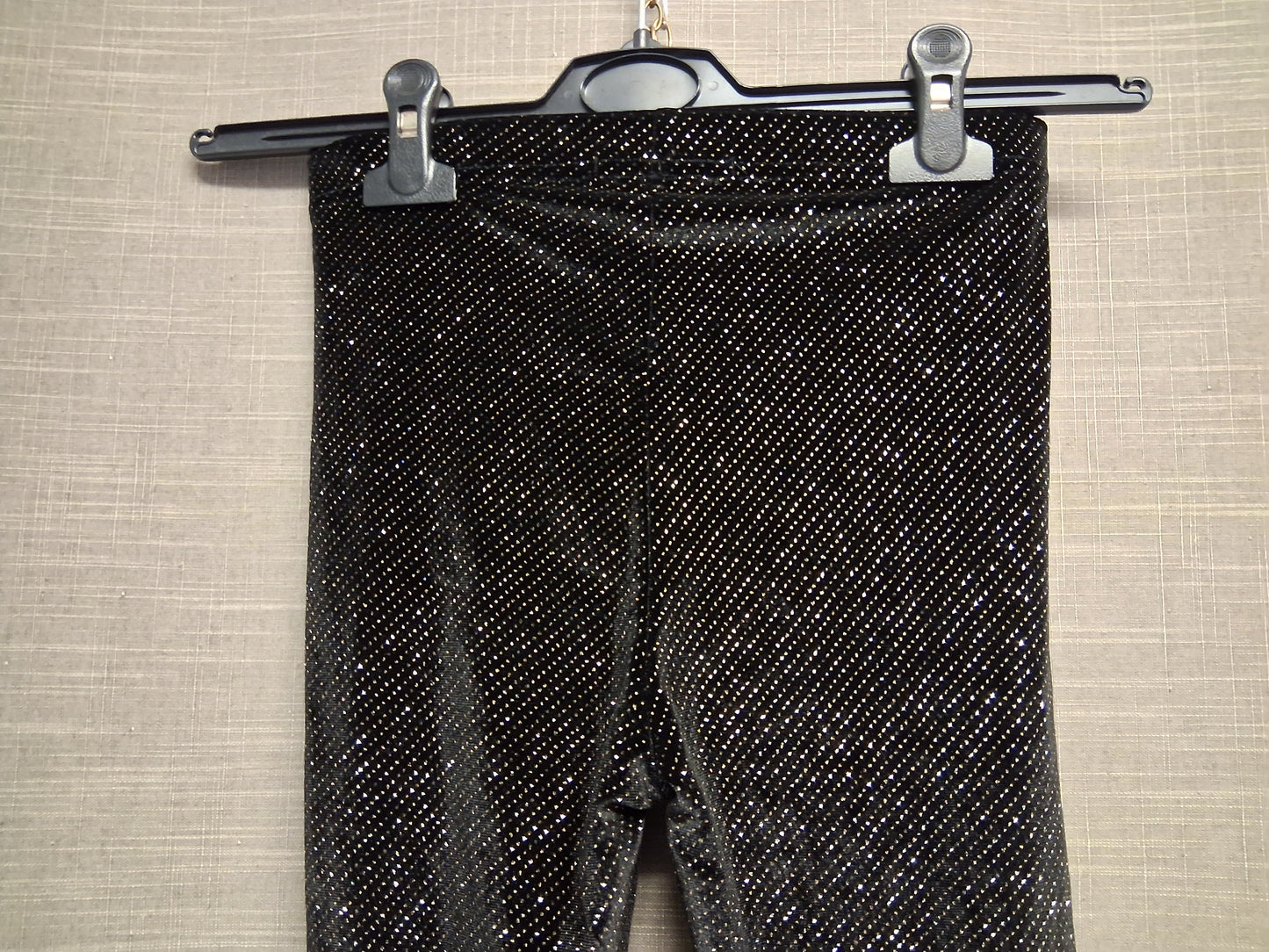 Select Girls Black Sparkly Leggings Velour Style Age 10-11 Years