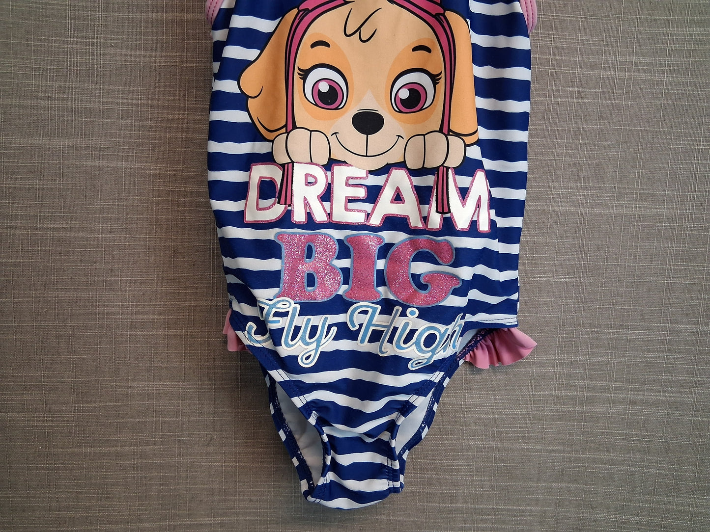 Paw Patrol George Skye Swimsuit One Piece Blue White Striped Age 3-4 years
