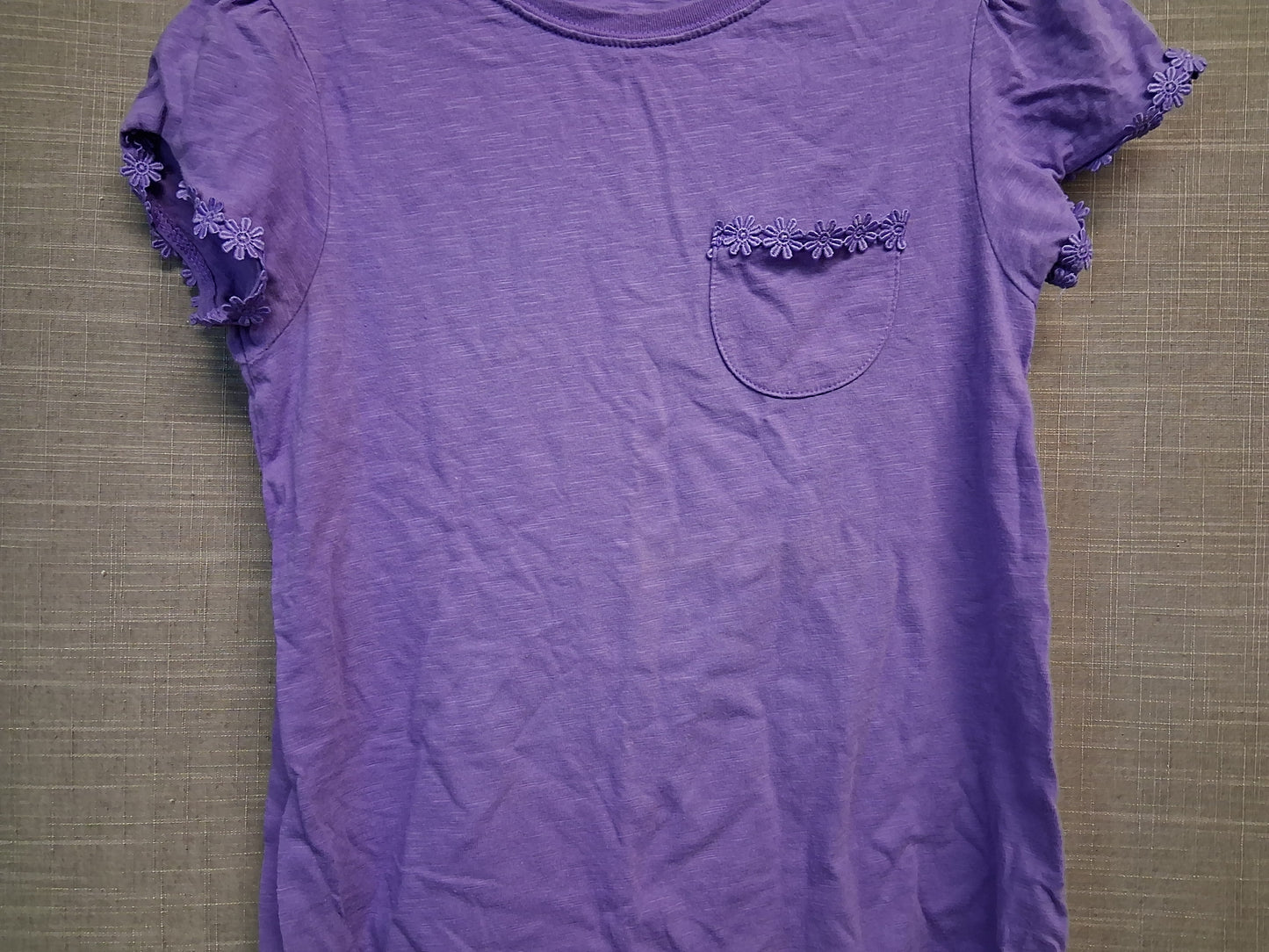 Next Girls Purple Short Sleeve T-Shirt Floral Trim Age 11 Years
