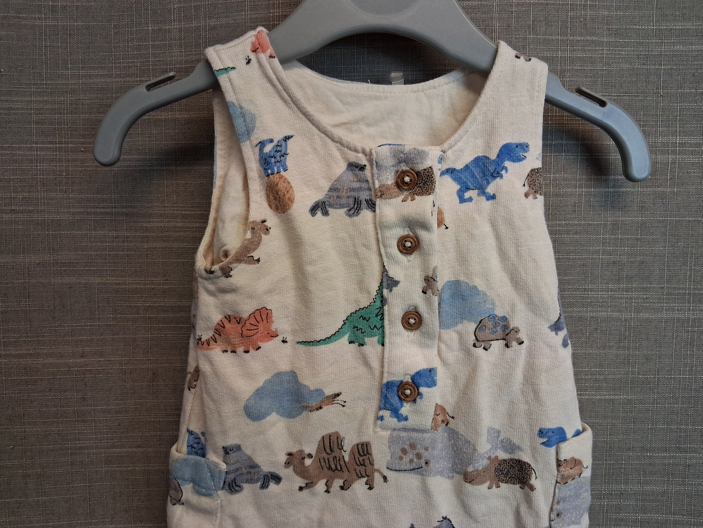 Marks & Spencer Boys Cream Animal Print One Piece Dungarees Age 0-3 Months