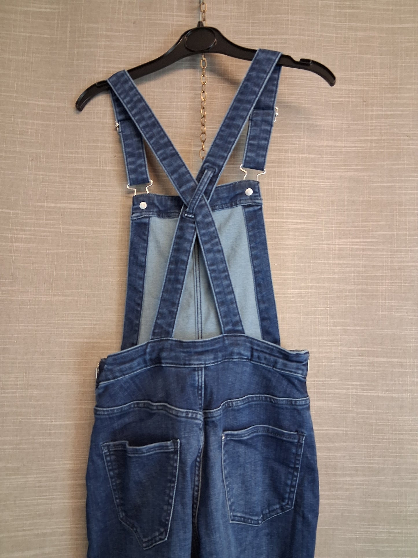 H&M Girls Denim Blue Dungarees Blue Frayed Hem Age 11-12 Years