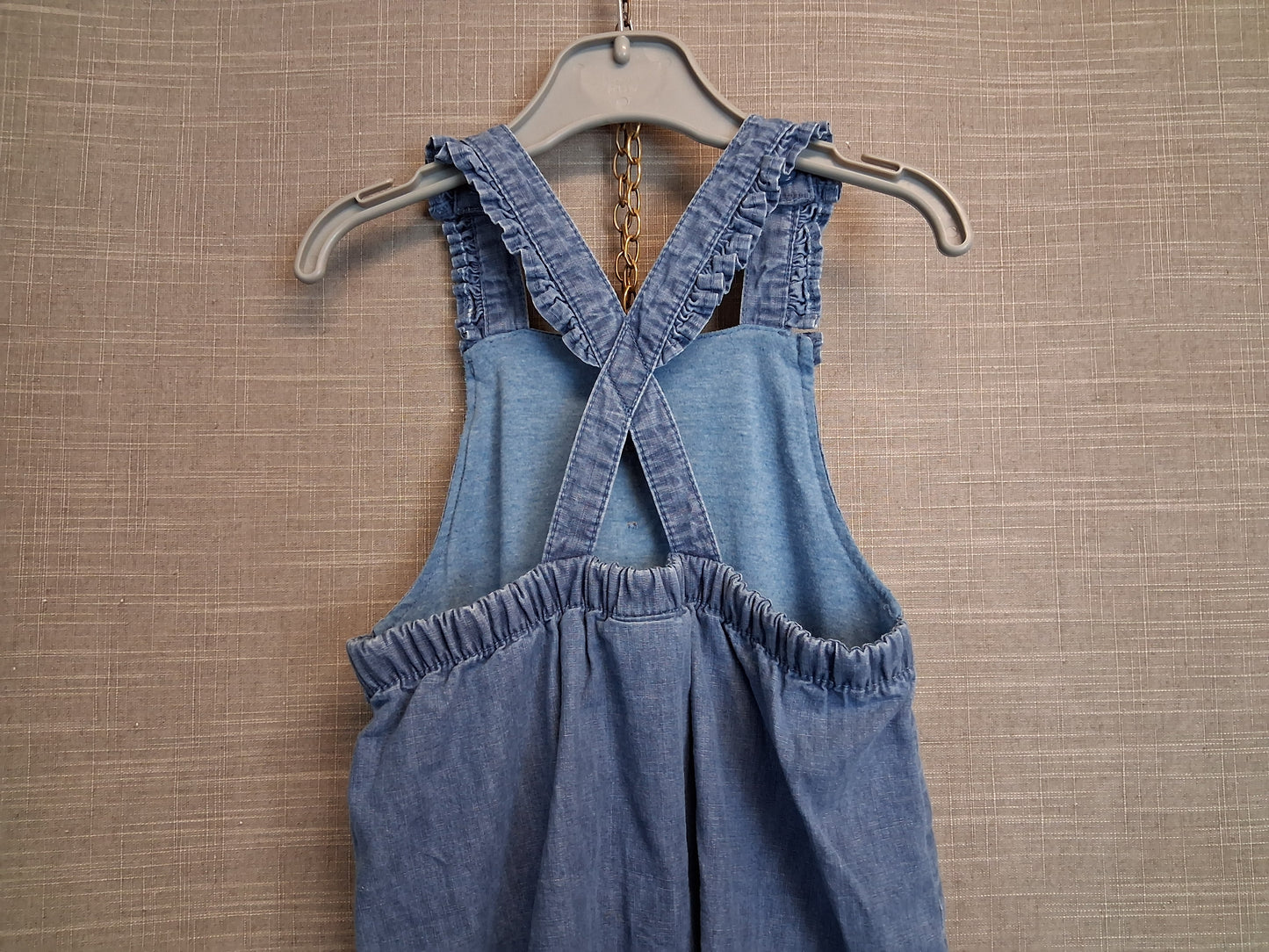 Next Girls Blue Chambray Denim Dungarees Age 12-18 Months Lined