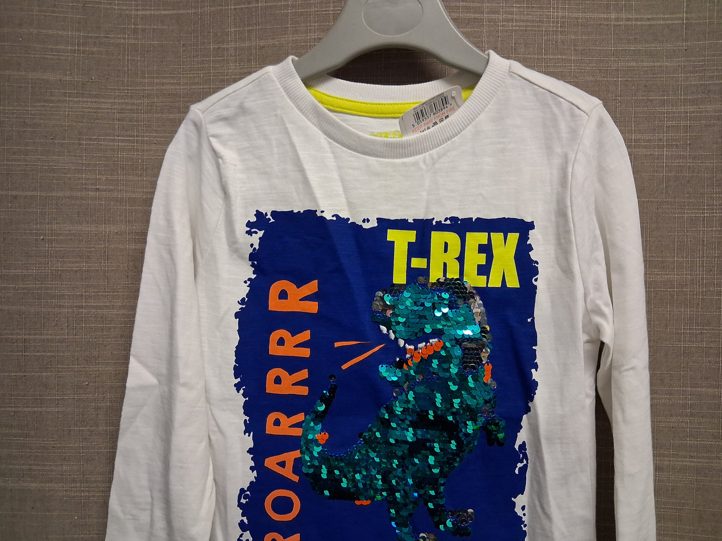 F&F Boys 2 way Sequin Dinosaur Long Sleeve T-Shirt Age 3-4 Years New