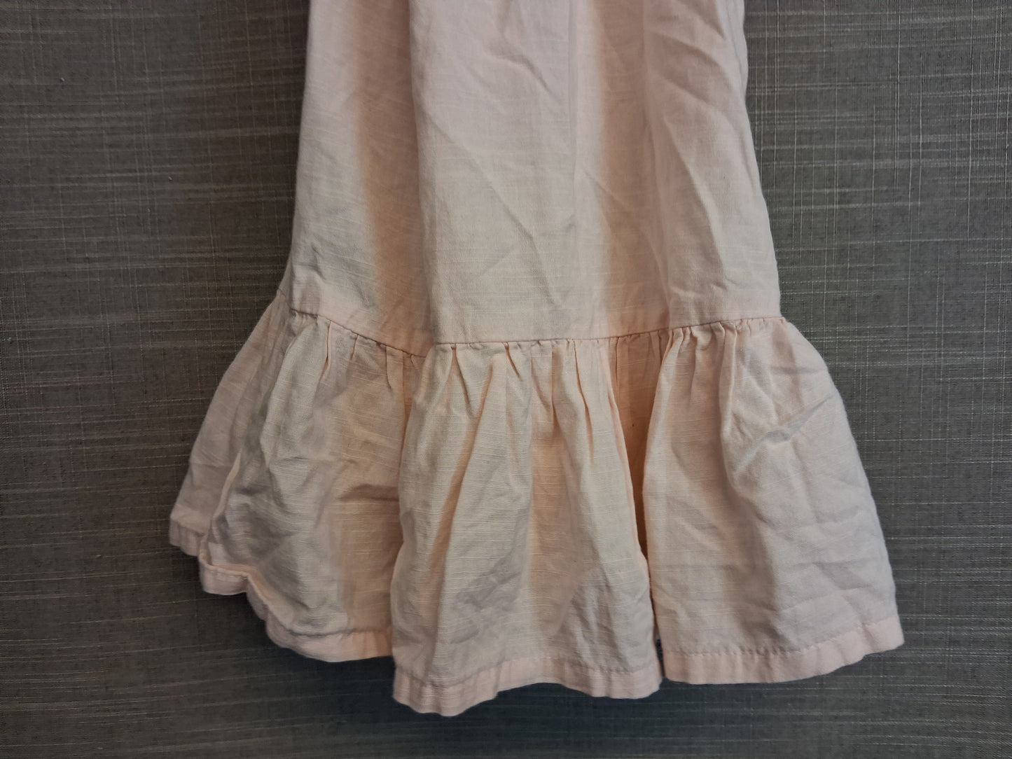 H&M Girls Peach Sleeveless Dress Age 9-12 Months Embroidered Floral Collar