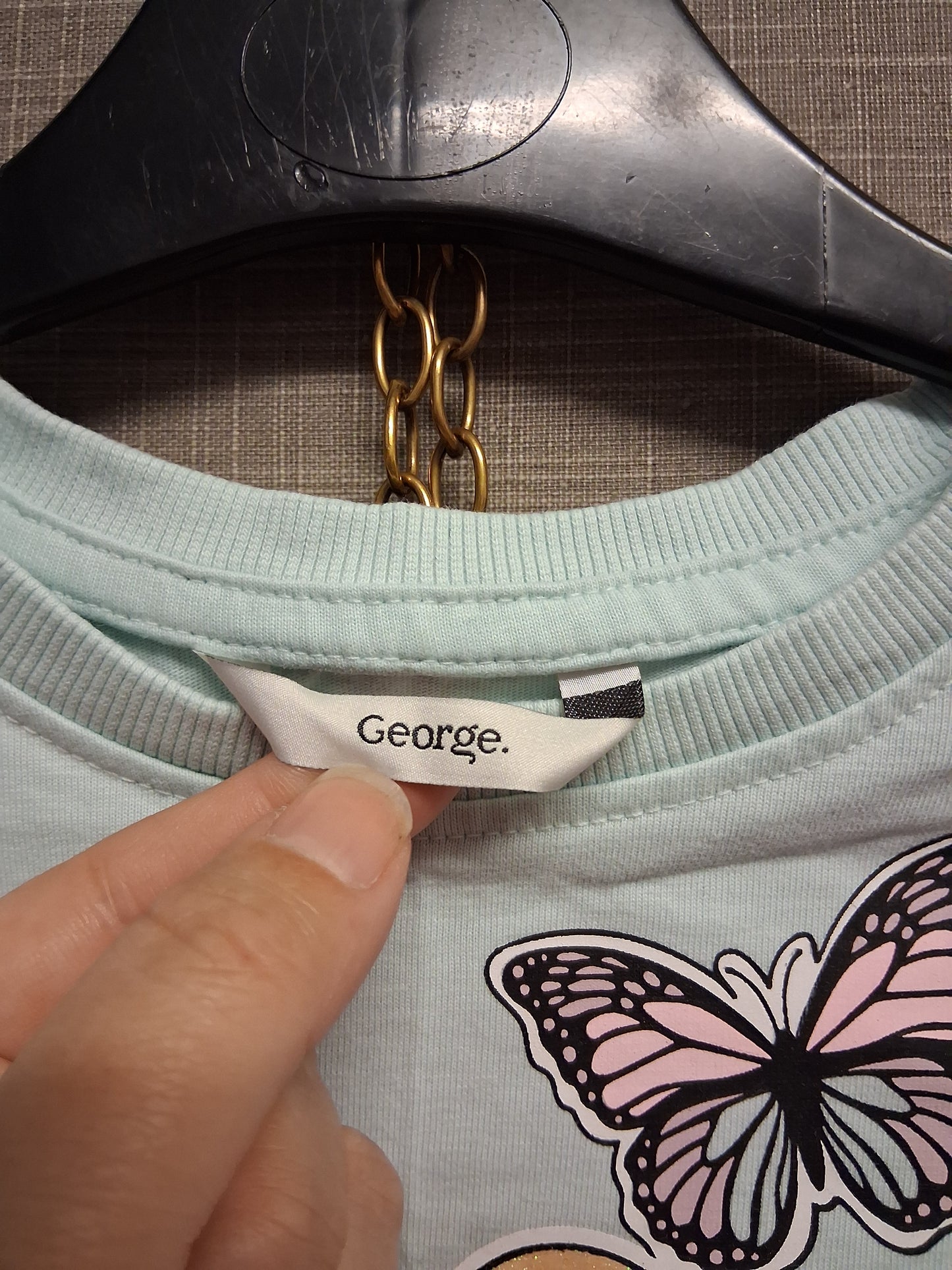 George Girls Green Butterfly Crop T-Shirt Tie Front Age 7-8 Years