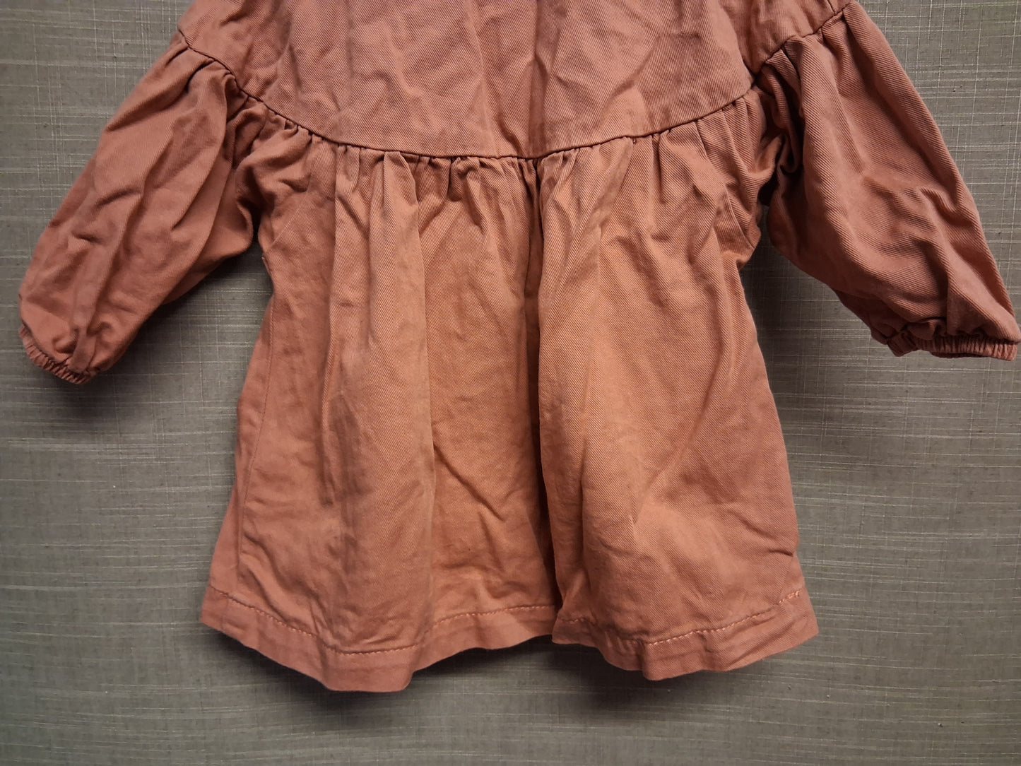 Next Girl Blush Pink Terracotta Shirt Dress Rainbow Pockets Age 3-6 Months