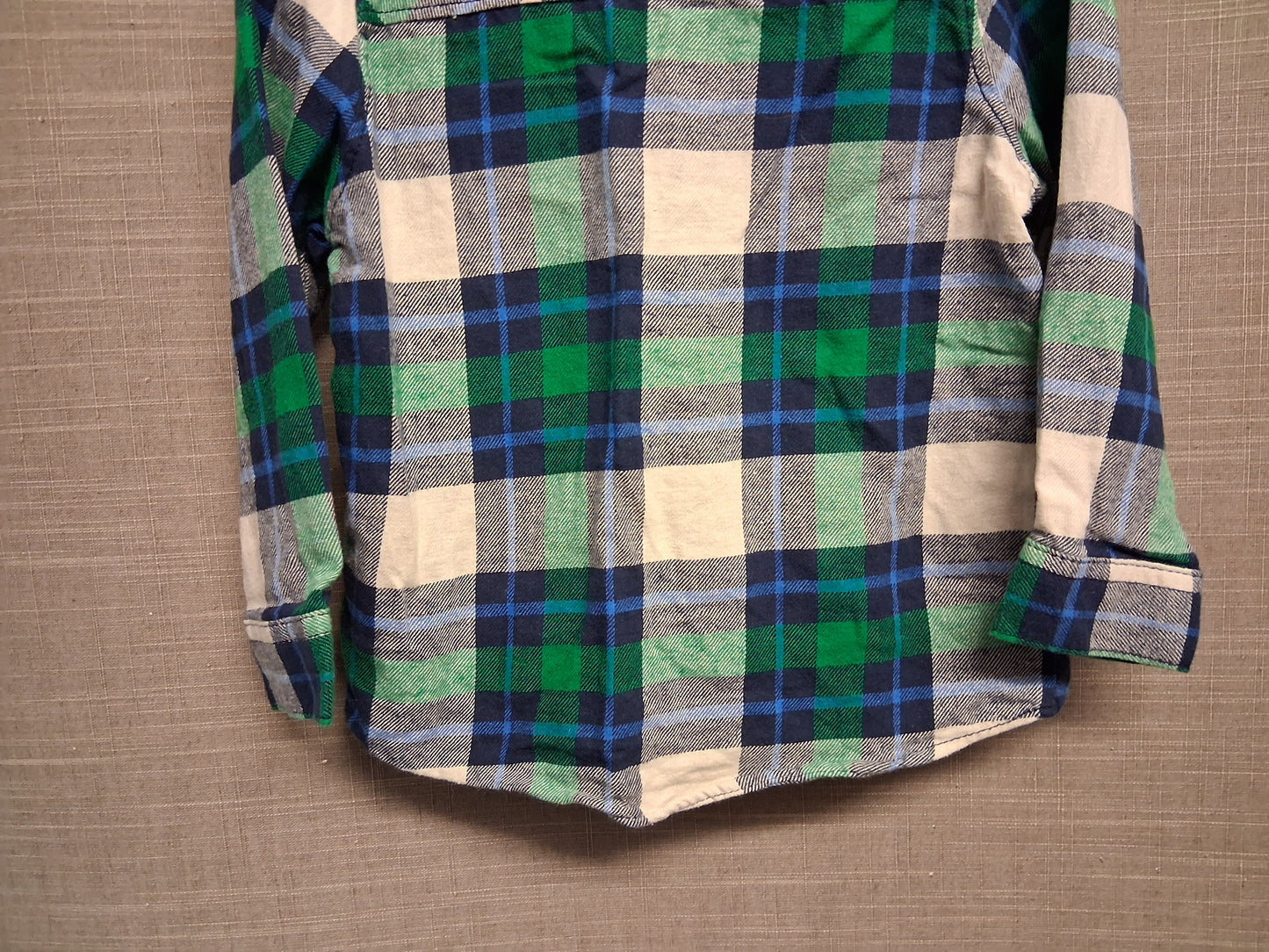 TU Boys Green Mix Check Long Sleeve Shirt Age 3 Years