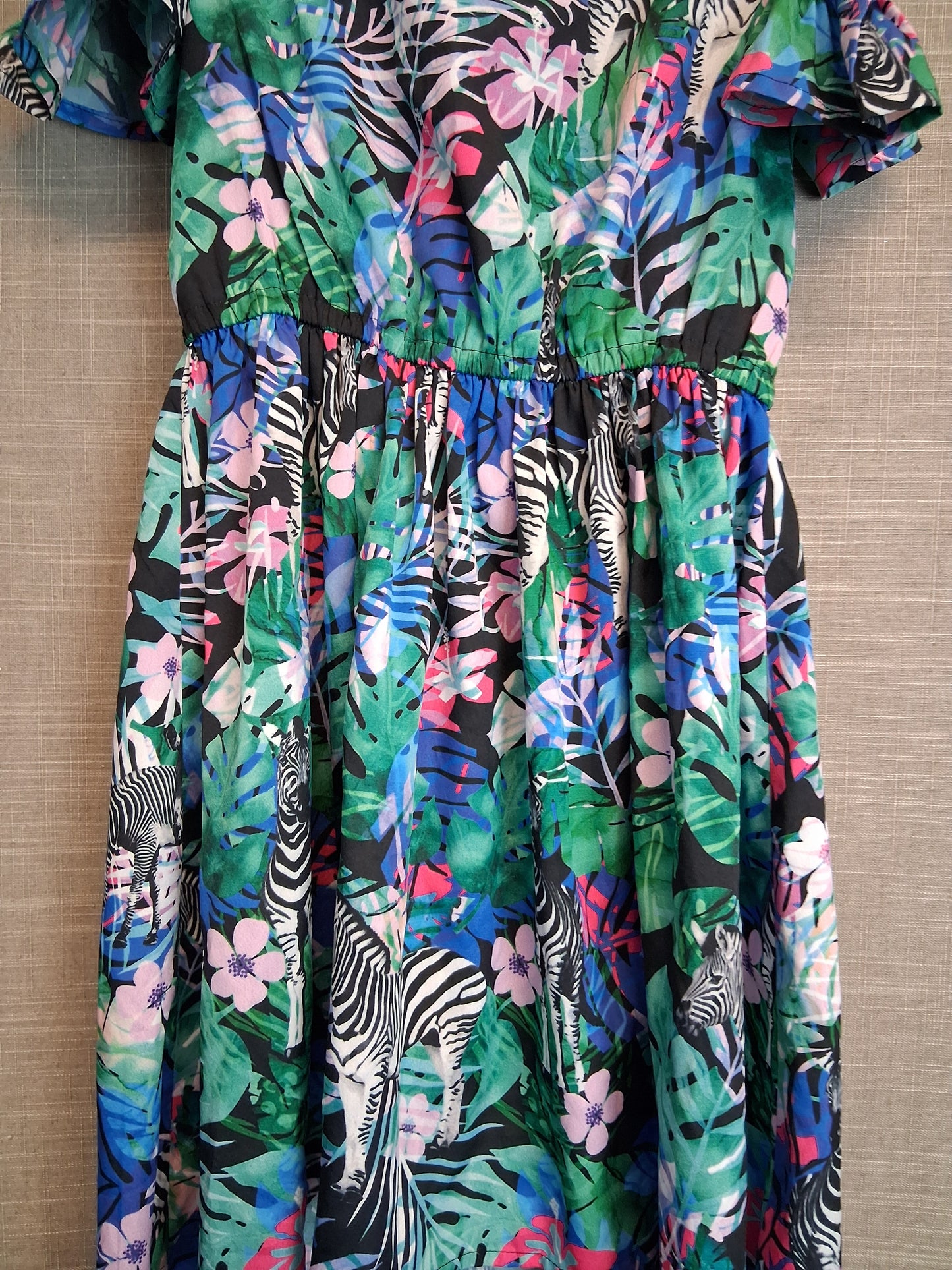 Blue Zoo Girls Tropical Print Cold Shoulder Hi Lo Dress Age 8 Years New