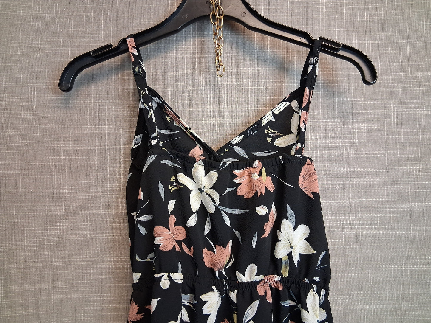 Shein Girls Black Floral Playsuit Age 8-9 Years