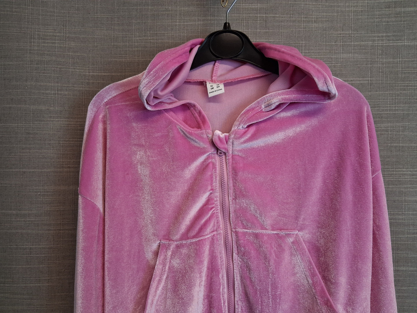 Shein Girls Velour Pink Full Zip Hoodie Age 10 Years