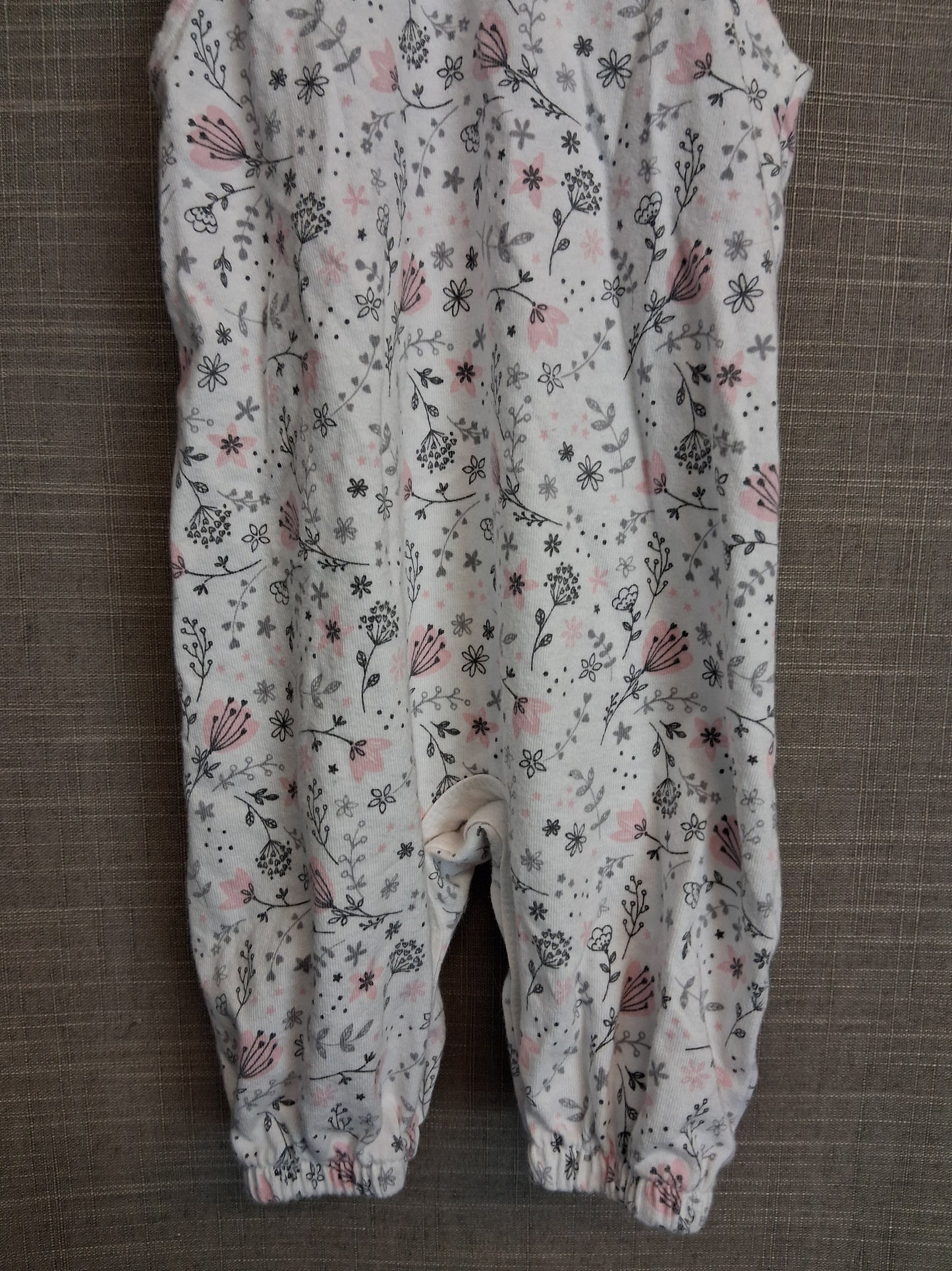 George Girls White Floral Romper Sleeveless Age 0-3 Months