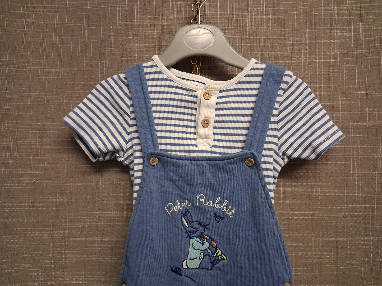 Marks & Spencer Peter Rabbit Boys 2 Piece Outfit Dungarees Short Sleeve Bodysuit Age 2-3 Years