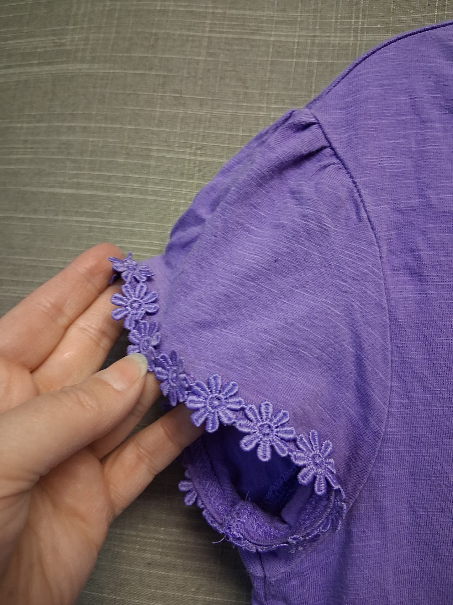 Next Girls Purple Short Sleeve T-Shirt Floral Trim Age 11 Years