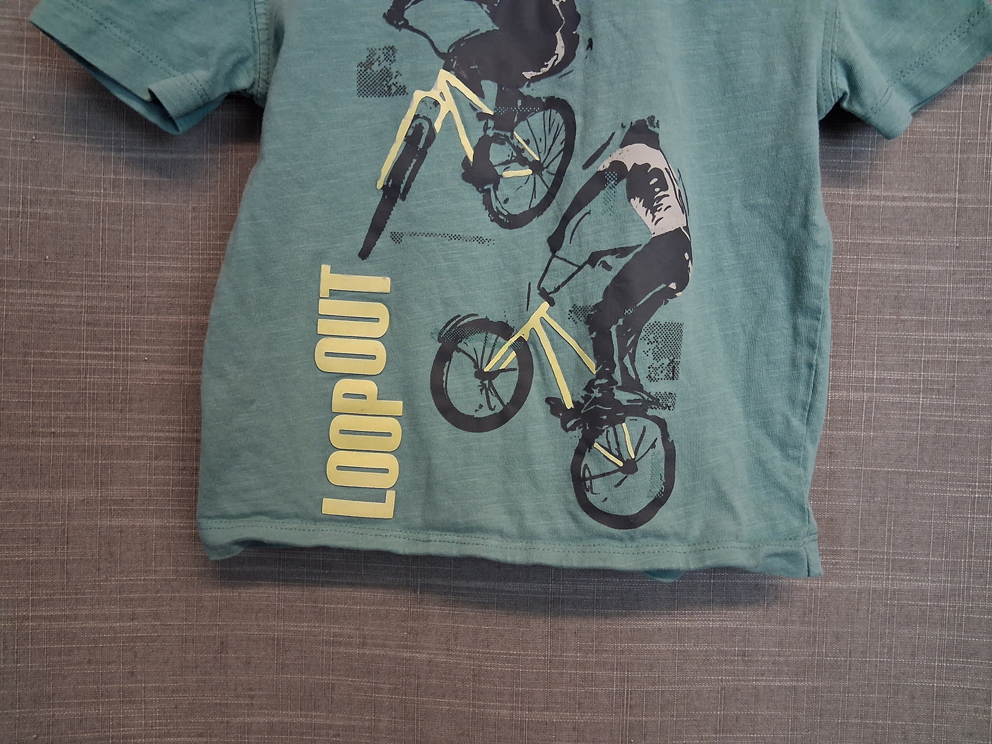 John Lewis Boys Green T-Shirt Biking Theme Age 2 Years
