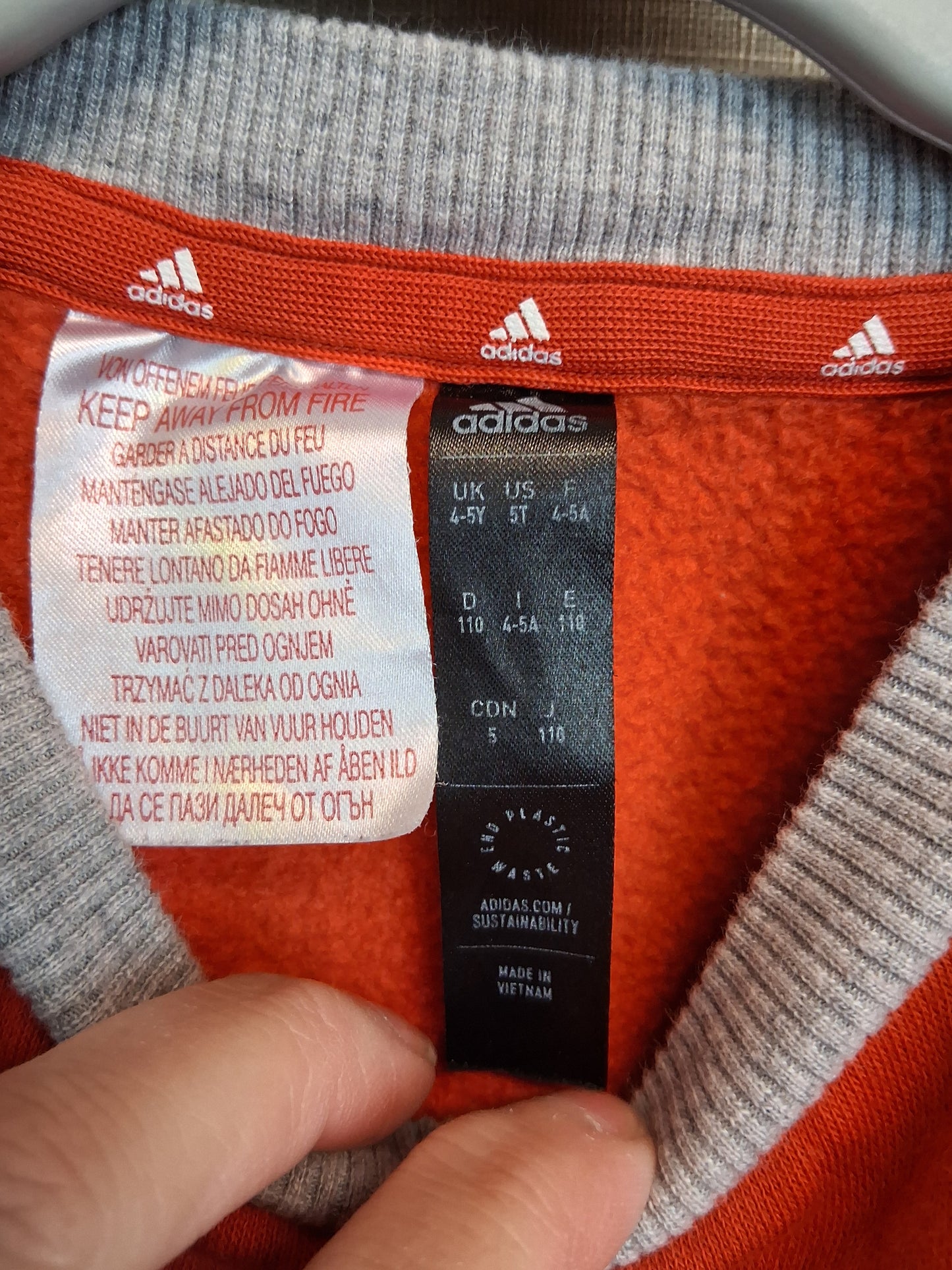 Adidas Boys Sweater Red Age 4-5 Years Jersey
