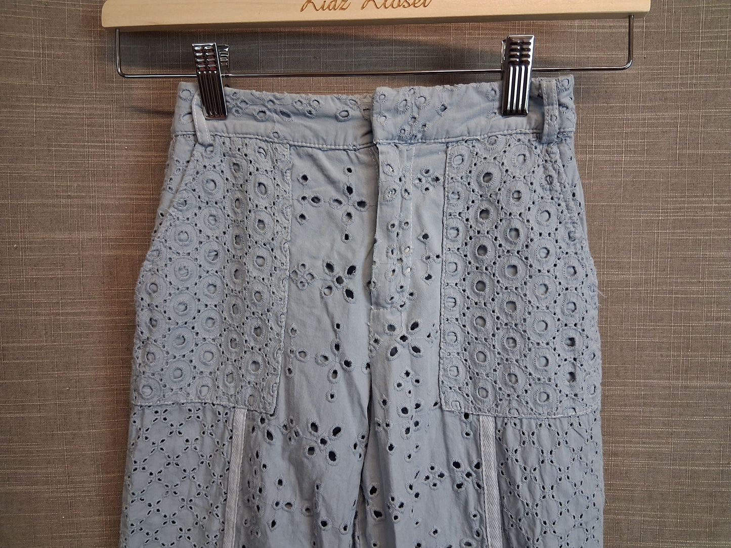 Zara Girls Blue Brodiere Anglaise Crop Trousers Age 8 Years