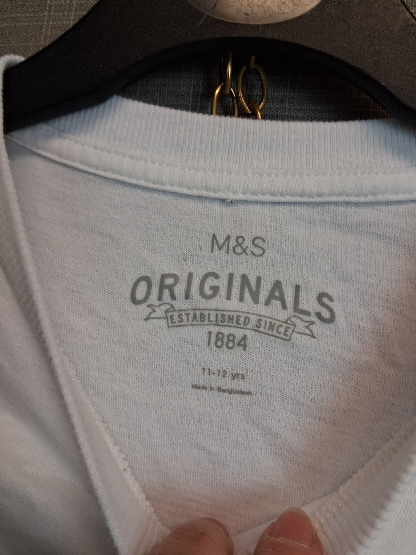 Marks and Spencer Girls White Short Sleeve T-Shirt Age 11-12 Years