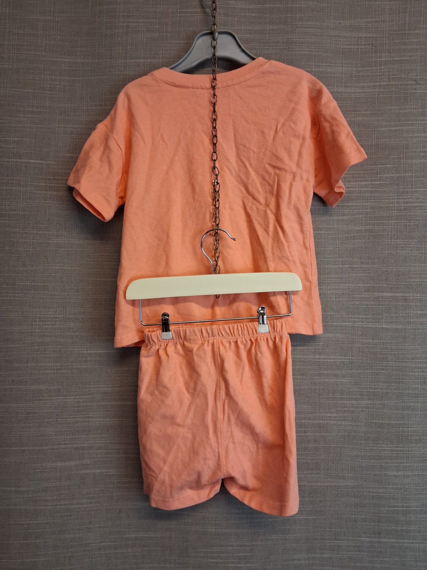 Zara Girls Orange 2 Piece Outfit Shorts And T-Shirt Age 18-24 Months New