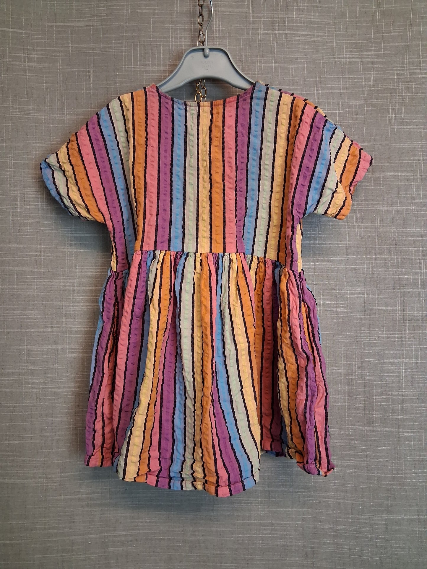 Next Girls Multicolour Striped Short Sleeve Dress Age 3 Years