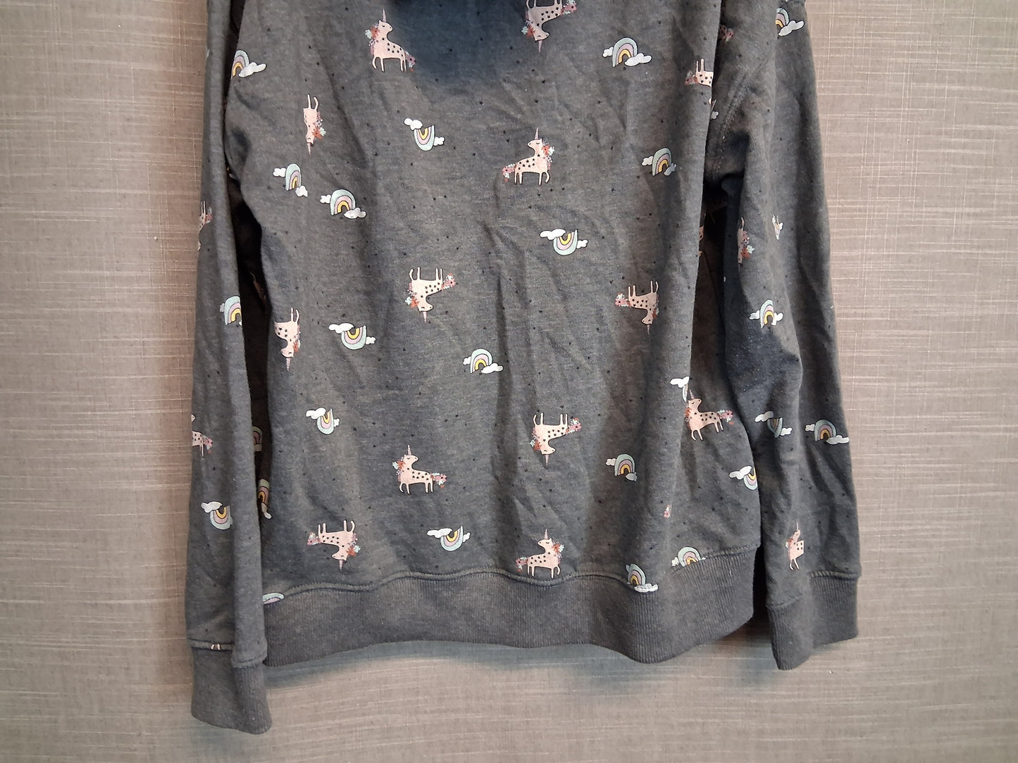 Next Girls Grey Unicorn Hoodie Pullover Jumper Age 16 Years