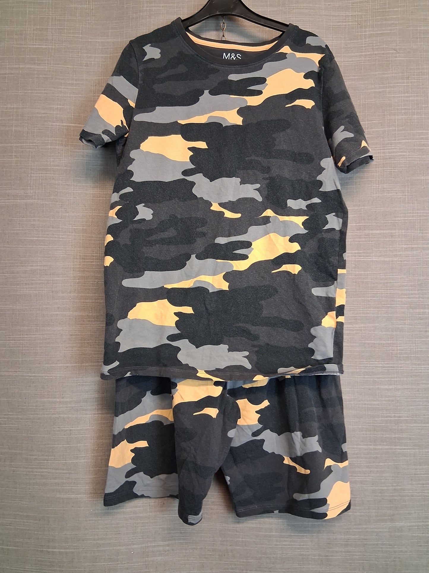 Marks and Spencer Boys Camouflage Pyjamas PJs 2 Piece set Summer Age 12-13 Years