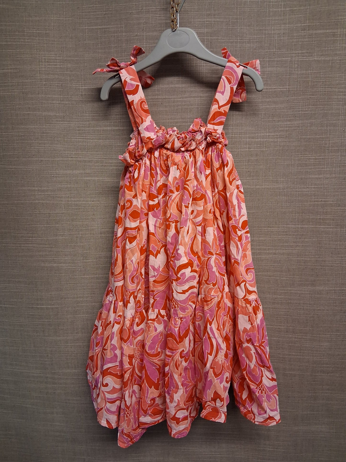 Next Girls Red Floral Sleeveless Oversized Loose Fit Age 5 Years