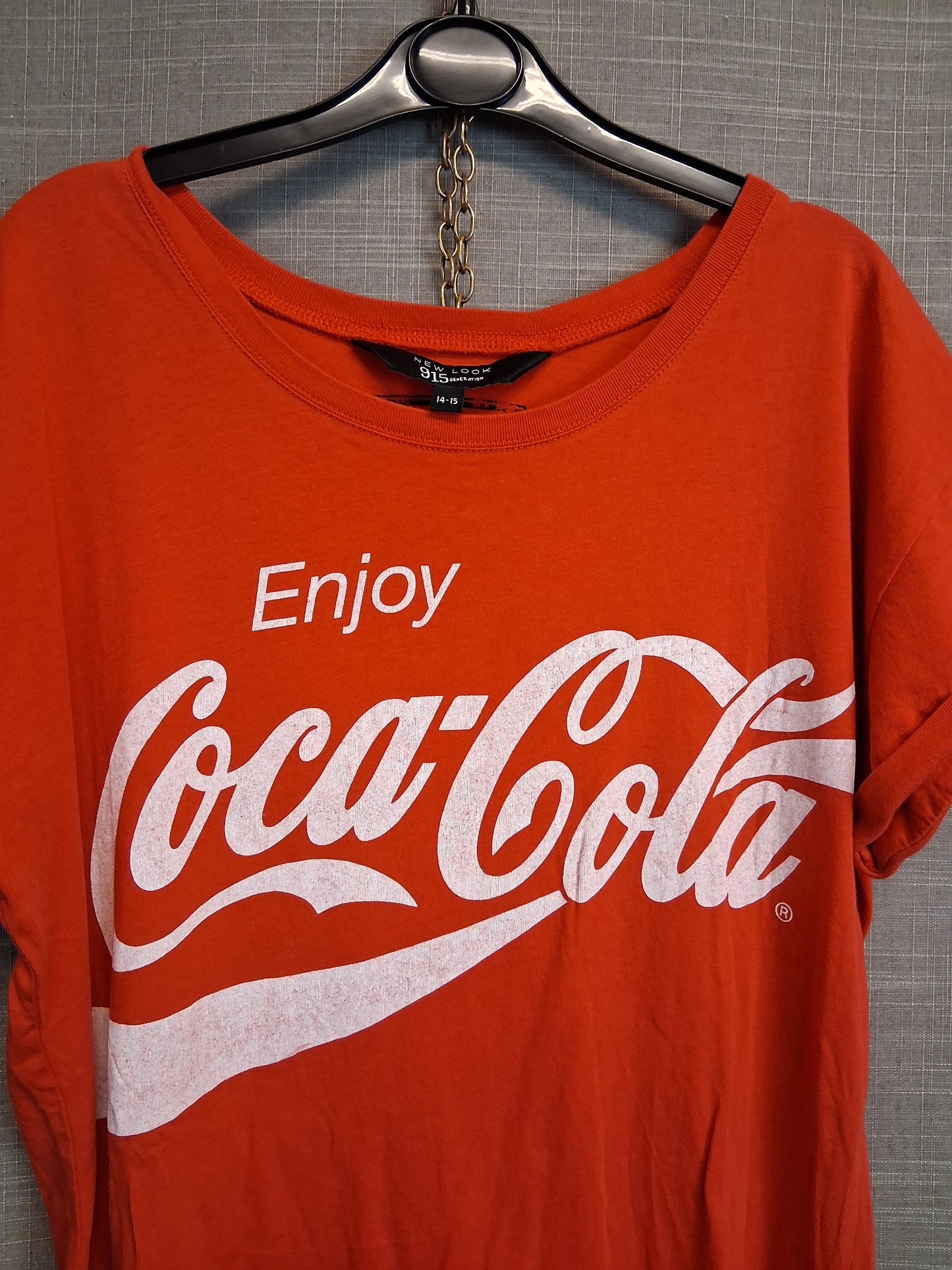 New Look Coca Cola Red Crop T-Shirt Short Sleeve Age 14-15 Years