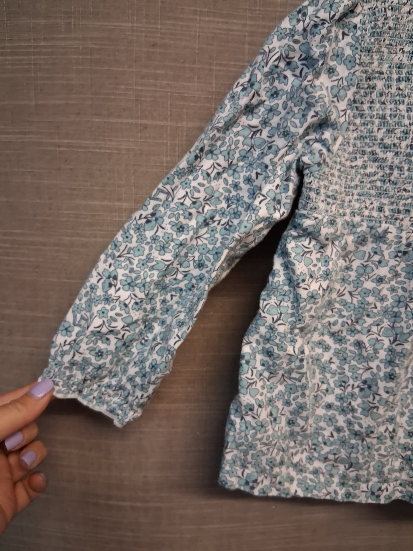 Marks & Spencer Girls Blue Floral Long Sleeve Top Age 12-18 Months