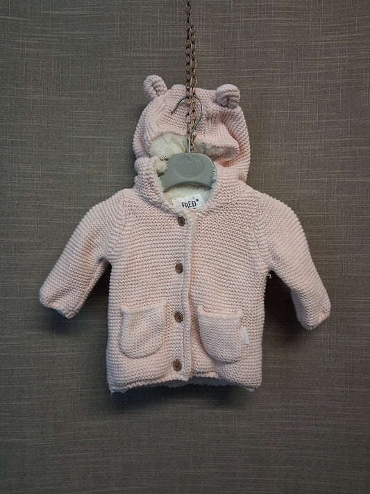 F&F Pink Hooded Cardigan Jacket Knitted Age Up to 1 Month