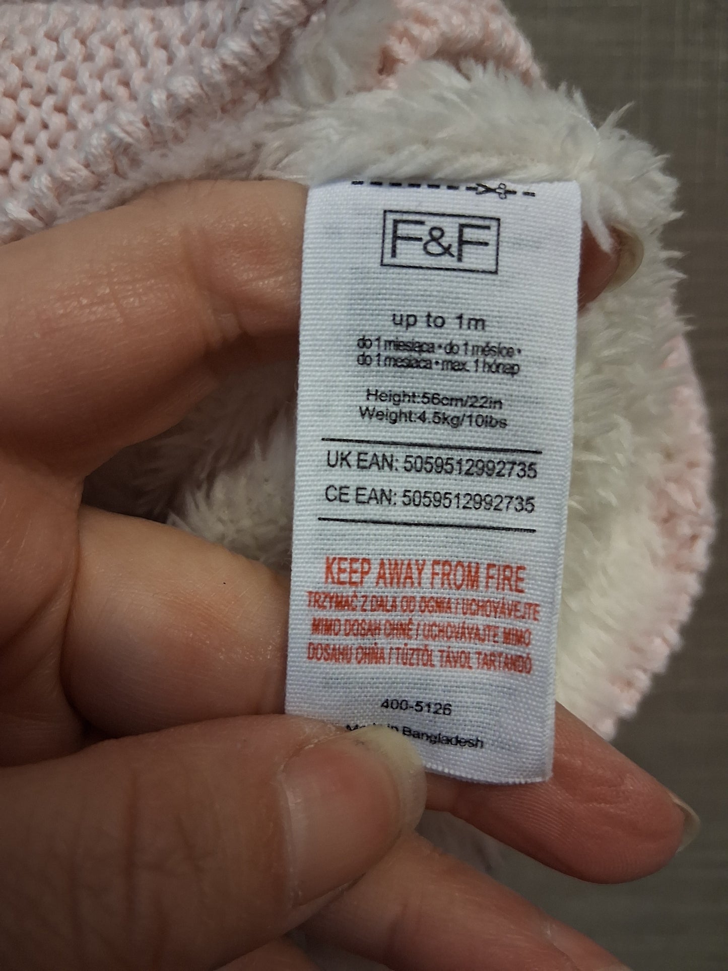 F&F Pink Hooded Cardigan Jacket Knitted Age Up to 1 Month