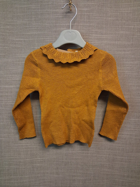 Next Mustard Jumper Peter Pan Collar Age 12-18 Months New