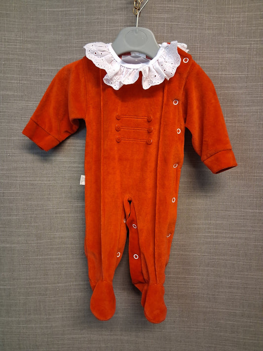 Fruit De Ma Passion Traditional Velour Sleepsuit Red 0-3 Months New