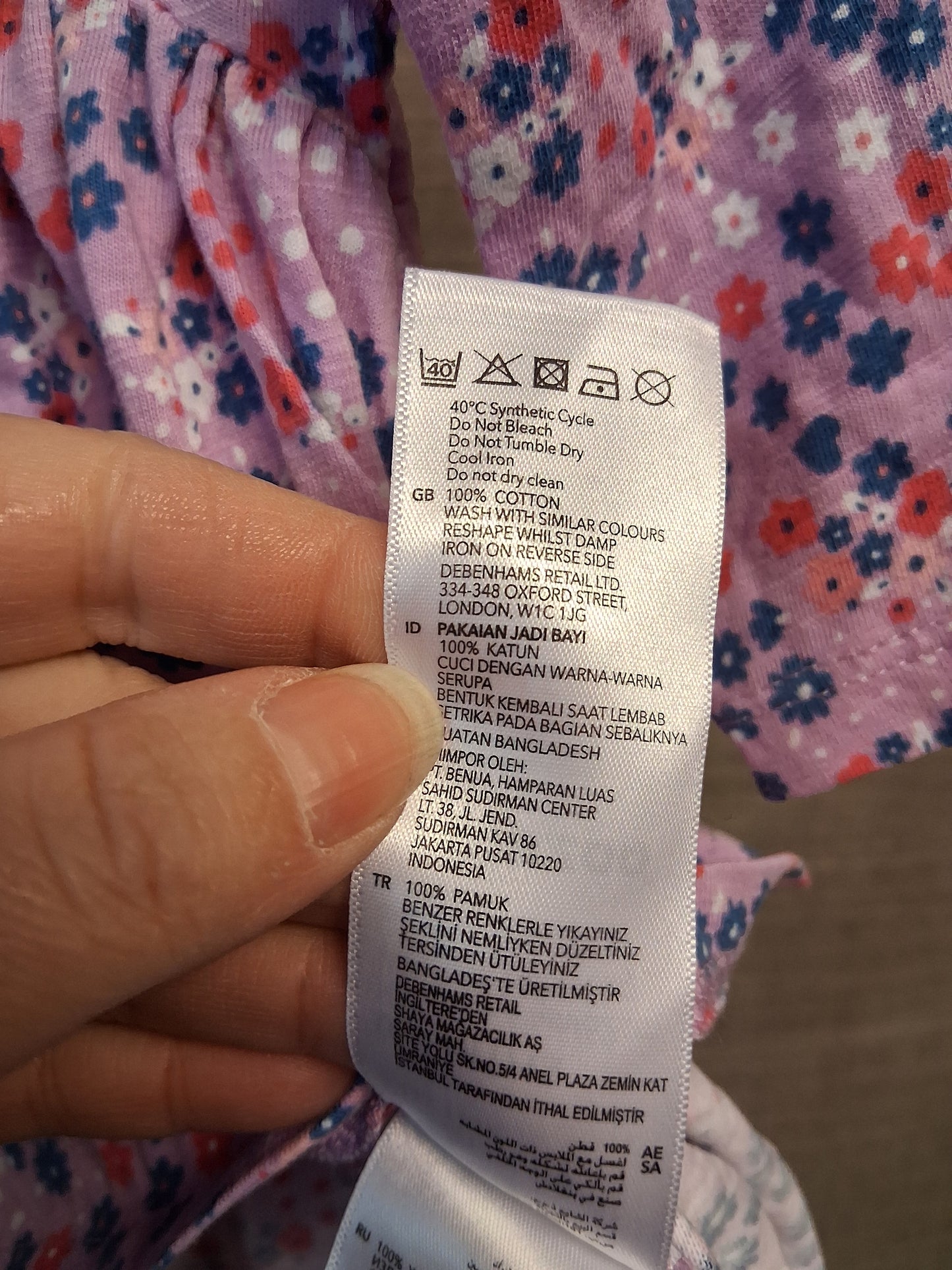 Blue Zoo Purple Floral Jersey Dress Age 0-3 Months