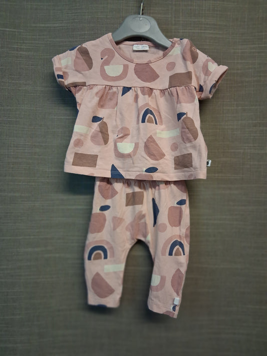 Next Girls Pink 2 Piece Outfit Leggings and T-Shirt Age 0-3 Months