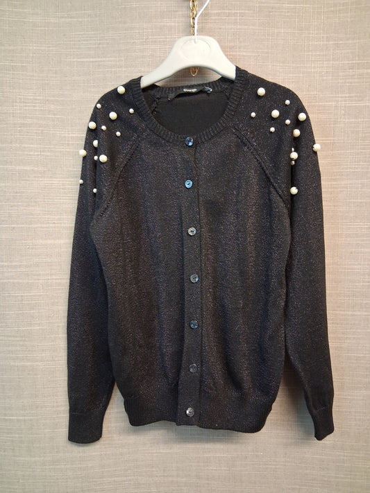 George Girls Black Sparkly Knitted Cardigan Age 8-9 years