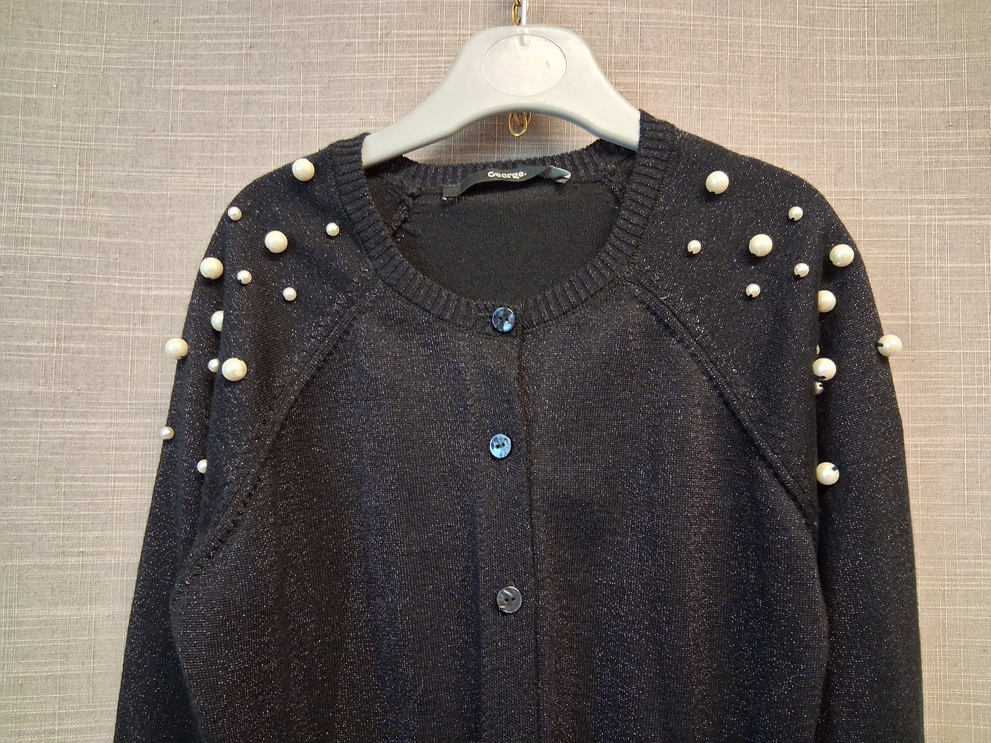 George Girls Black Sparkly Knitted Cardigan Age 8-9 years