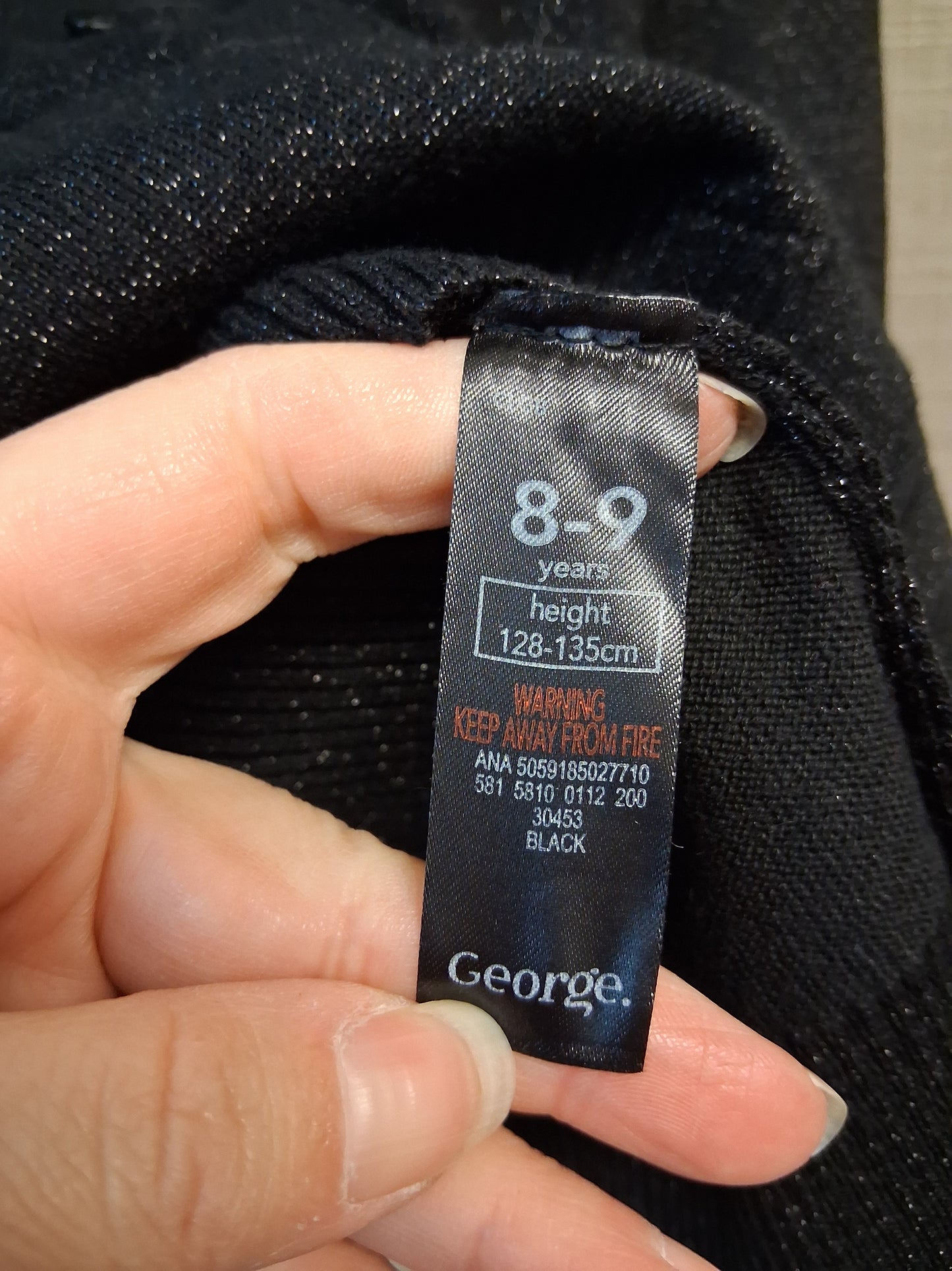 George Girls Black Sparkly Knitted Cardigan Age 8-9 years