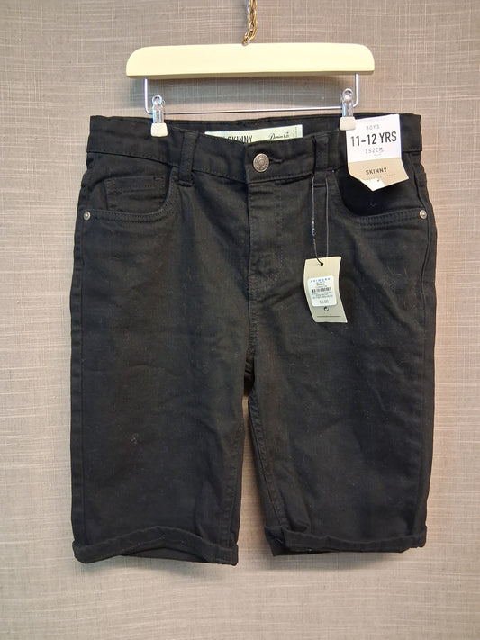 Primark Boys Skinny Denim Shorts Black Age 11-12 Years New